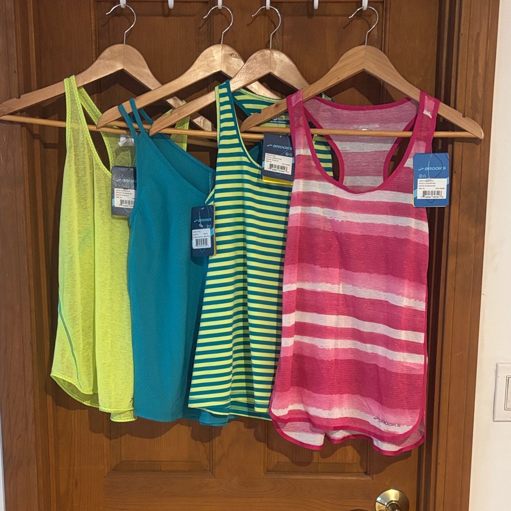 Brooks Neon Yellow and Aqua Tops lot of 4 tops new with tags